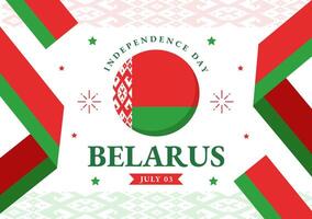 feliz bielorrússia independência dia ilustração em 3 Julho com acenando bandeira e fita dentro nacional feriado plano desenho animado fundo Projeto vetor