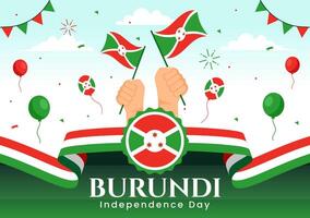 feliz Burundi independência dia ilustração em 1 Julho com acenando bandeira e fita dentro nacional feriado plano desenho animado fundo vetor