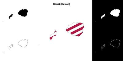 kauai condado, Havaí esboço mapa conjunto vetor