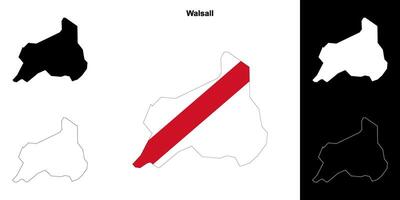 Walsall em branco esboço mapa conjunto vetor