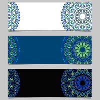 abstrato horizontal geométrico flor mandala bandeira modelo conjunto vetor
