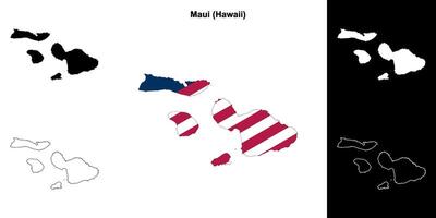 maui condado, Havaí esboço mapa conjunto vetor