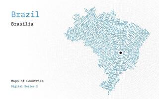 uma mapa do Brasil retratado dentro zeros e uns dentro a Formato do uma círculo. a capital, brasilia, é mostrando dentro a Centro do a círculo vetor