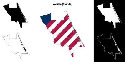 volúsia condado, florida esboço mapa conjunto vetor