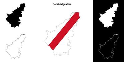 Cambridgeshire em branco esboço mapa conjunto vetor