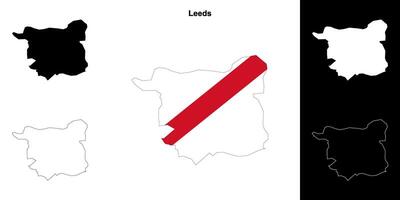 leeds em branco esboço mapa conjunto vetor