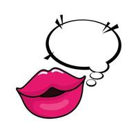 lábios sensuais com ícone de estilo pop art de balão vetor