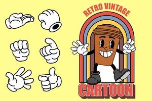 retro vintage desenho animado mascote vetor