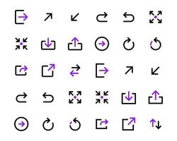 conjunto do do utilizador interface seta ícone logotipo ilustração dentro plano esboço estilo vetor