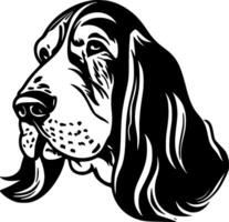 basset cão de caça - Preto e branco isolado ícone - ilustração vetor
