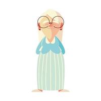 mulher idosa, engraçado avó feminino sênior desenho animado vetor