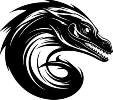 Komodo Dragão - Preto e branco isolado ícone - ilustração vetor