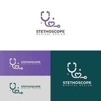 criativo estetoscópio médico logotipo saúde checar ferramenta. vetor