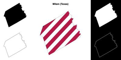 milão condado, texas esboço mapa conjunto vetor