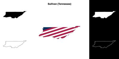Sullivan condado, Tennessee esboço mapa conjunto vetor