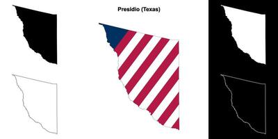 presídio condado, texas esboço mapa conjunto vetor