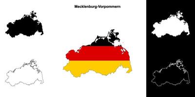 Mecklenburg-Vorpommern Estado esboço mapa conjunto vetor