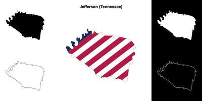 Jefferson condado, Tennessee esboço mapa conjunto vetor