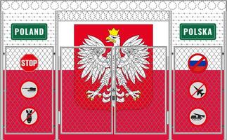 ilustração do Polônia bandeira debaixo treliça. a conceito do isolacionismo. não guerra. vetor
