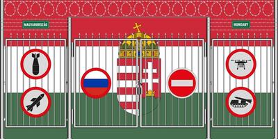 ilustração do a bandeira do Hungria debaixo a treliça. a conceito do isolacionismo. não guerra. vetor
