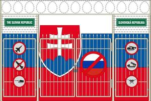 ilustração do Eslováquia bandeira debaixo treliça. a conceito do isolacionismo. não guerra. vetor