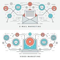 plano linha o email e marketing conceito ilustração. vetor