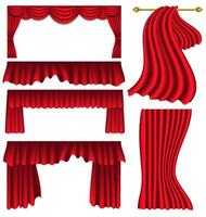 conjunto do vermelho seda cortinas vetor