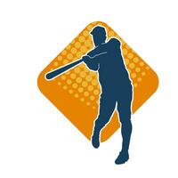 silhueta do uma masculino beisebol massa jogador dentro açao pose. silhueta do uma homem atleta jogando beisebol esporte Como uma batedor. vetor