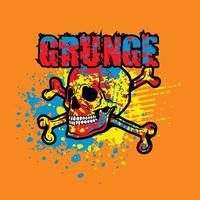 sinal gótico com crânio, camisetas com design vintage grunge vetor