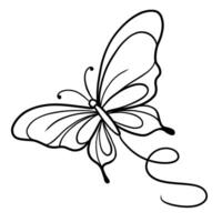 1 linha. esboço. borboleta. mão desenho. isolado em branco fundo vetor