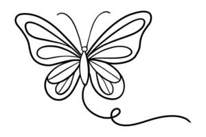 1 linha. esboço. borboleta. mão desenho. isolado em branco fundo vetor