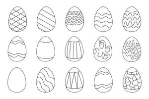 Preto e branco ovo ícones com enfeites para Páscoa feriados decoração. ilustração isolado em uma branco fundo vetor