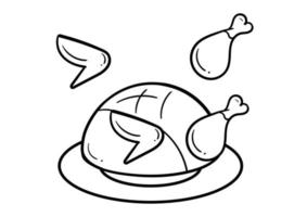 ilustração desenhada à mão de frango frito vetor