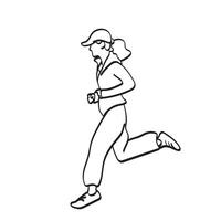 desportivo mulher com boné corrida ilustração mão desenhado isolado em branco fundo vetor