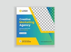 banner de mídia social de marketing de negócios digitais, modelo de folheto quadrado. anúncios de histórias de banner corporativo de promoção editável. banner web de promoção moderna para modelo de postagem de mídia social vetor