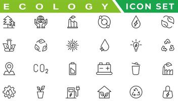 ecologia ícones definir. natureza ícone. eco verde ícones. vetor