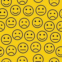 feliz, zangado, desapontado e triste rosto emoji padrão de fundo sem emenda vetor