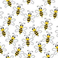 padrão de fundo sem emenda de abelha bonito dos desenhos animados vetor