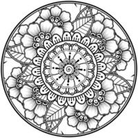 flor mehndi para henna, mehndi, tatuagem, decoração. ornamento decorativo em estilo oriental étnico, ornamento de doodle, desenho de mão de contorno. página do livro para colorir. vetor