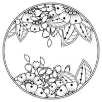 flor mehndi para henna, mehndi, tatuagem, decoração. ornamento decorativo em estilo oriental étnico, ornamento de doodle, desenho de mão de contorno. página do livro para colorir. vetor