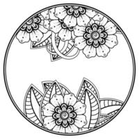 flor mehndi para henna, mehndi, tatuagem, decoração. ornamento decorativo em estilo oriental étnico, ornamento de doodle, desenho de mão de contorno. página do livro para colorir. vetor