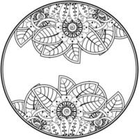 flor mehndi para henna, mehndi, tatuagem, decoração. ornamento decorativo em estilo oriental étnico, ornamento de doodle, desenho de mão de contorno. página do livro para colorir. vetor