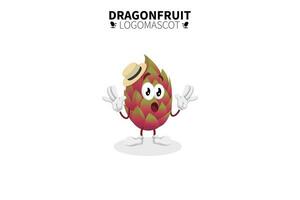 mascote da fruta do dragão dos desenhos animados, ilustração vetorial de um mascote da fruta do dragão vermelho fofinho