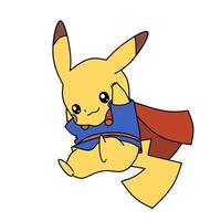 Pokémon personagem Pikachu desenho animado super herói vetor