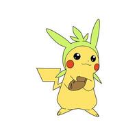 Pokémon personagem Pikachu verde chapéu vetor