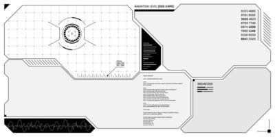 vr hud futurista ao controle painel. tecnologia cabeça acima exibição alvo e ui tela. gui digital virtual realidade interface cyberpunk Oi tecnologia viseira Projeto modelo. fui sci fi nave espacial cockpit painel de controle vetor