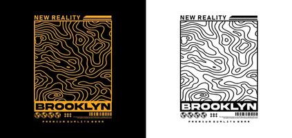 Brooklyn tipografia slogan para t camisa. abstrato Projeto com a linha onda estilo. Projeto tipografia, poster e tela impressão. vetor