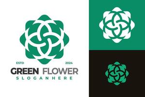 verde flor enfeite logotipo Projeto símbolo ícone ilustração vetor