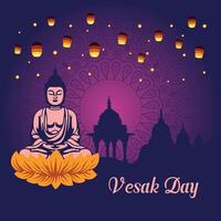 vesak dia ilustração festival celebração social meios de comunicação postar e vesak dia bandeira vetor