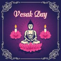 vesak dia ilustração festival celebração social meios de comunicação postar e vesak dia bandeira vetor